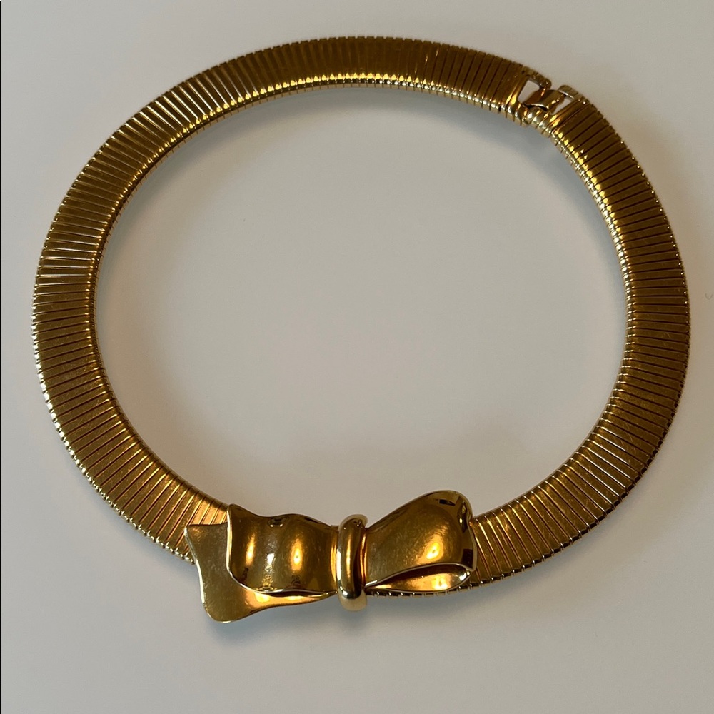 Gold Bow Choker Necklace